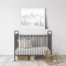 Load image into Gallery viewer, "Calm in the Mountains" a Horizontal Minimalist Landscape Giclee Print