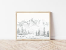 Load image into Gallery viewer, "Calm in the Mountains" a Horizontal Minimalist Landscape Giclee Print