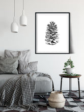 Load image into Gallery viewer, Pinecone Vertical Giclee Print Black and White