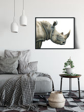 Load image into Gallery viewer, &quot;Rugged&quot; a Rhinoceros Colored Pencil Horizontal Gilcee Print
