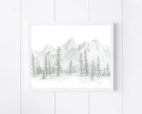 "In The Pines" a Horizontal Minimalist Landscape Giclee Print