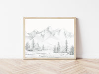 "Calm in the Mountains" a Horizontal Minimalist Landscape Giclee Print