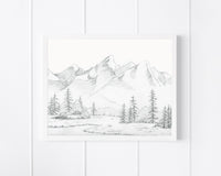 "Calm in the Mountains" a Horizontal Minimalist Landscape Giclee Print