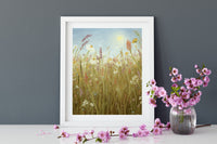 "Grandmas Flower Garden" a Vertical Landscape Giclee Print