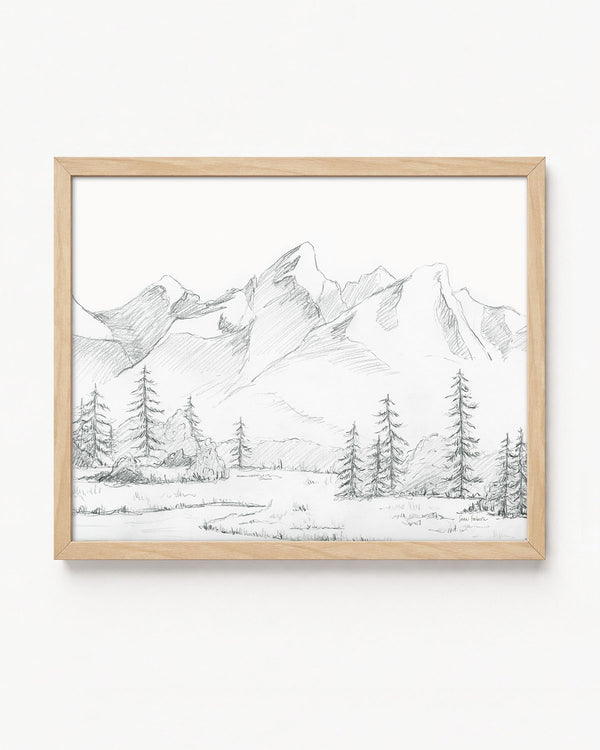 "Calm in the Mountains" a Horizontal Minimalist Landscape Giclee Print