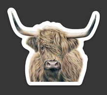 Load image into Gallery viewer, Highland Cow Colored Pencil Drawing STICKER

