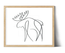 Load image into Gallery viewer, Minimalist moose line drawing, digital download
