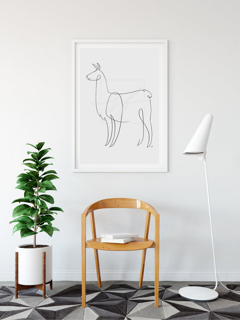 Minimalist llama Single Line Drawing, digital download