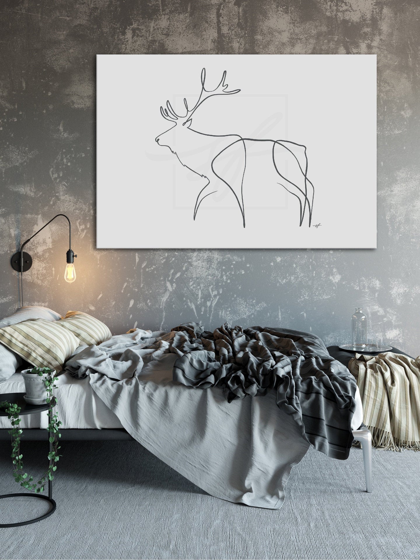 Minimalist Elk Single Line drawing, digital download
