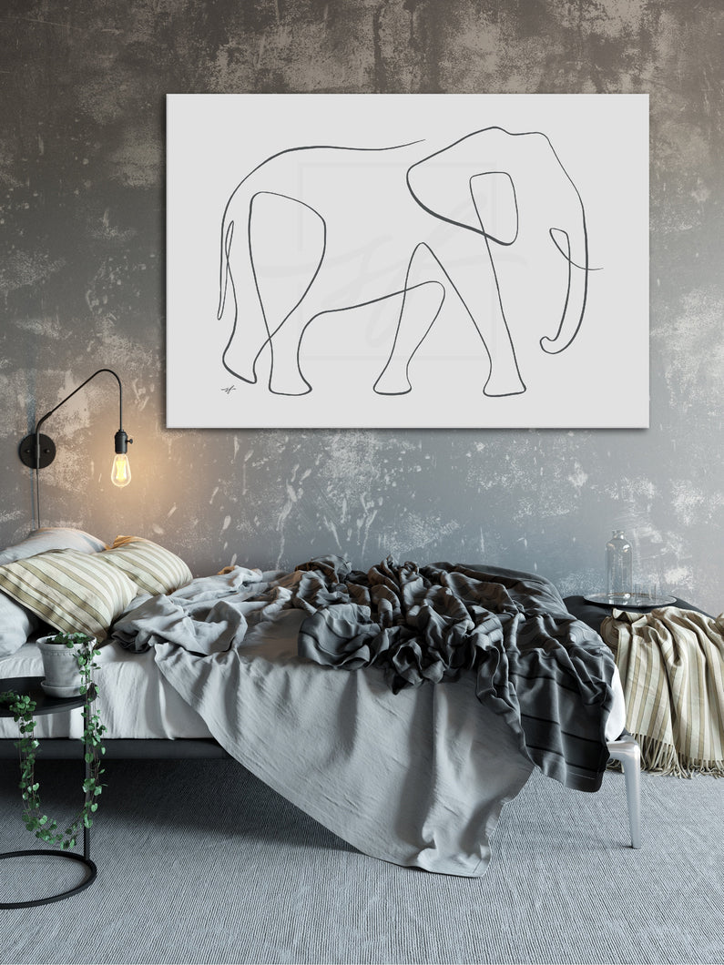 Minimalist Elephant Single Line Drawing, Digital image