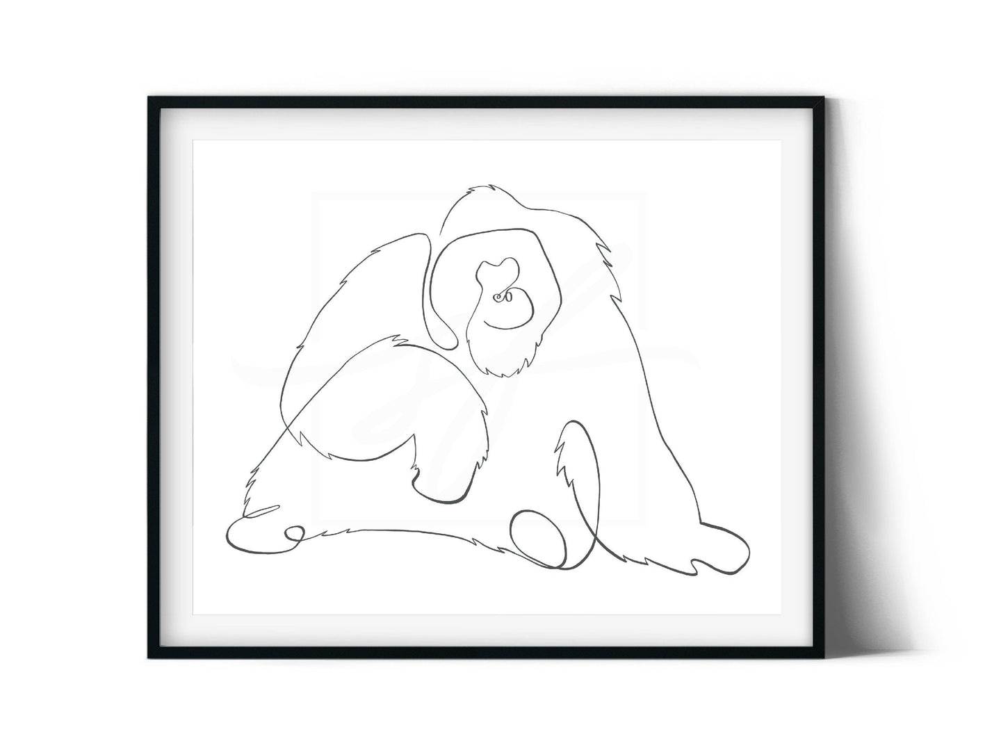 Minimalist Orangutan Single Line Art, Digital download