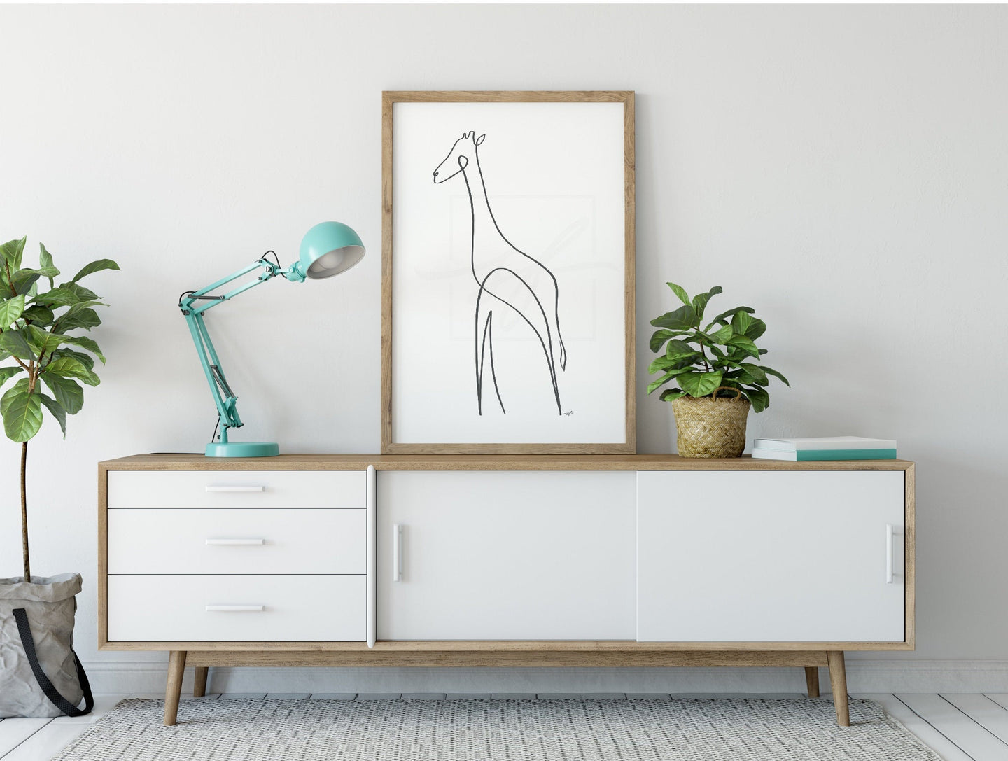 Minimalist Giraffe Single Line Art, Digital Download