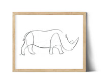 Load image into Gallery viewer, Minimalist Rhino Single Line drawing, digital download
