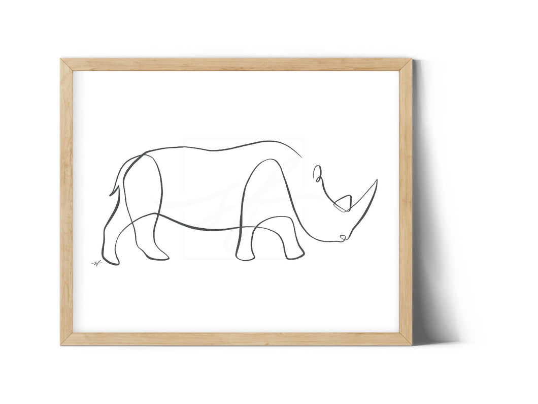 Minimalist Rhino Single Line drawing, digital download