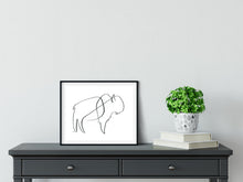 Load image into Gallery viewer, Minimalist buffalo line drawing, digital download
