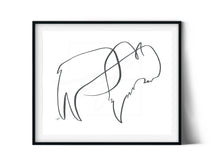 Load image into Gallery viewer, Minimalist buffalo line drawing, digital download
