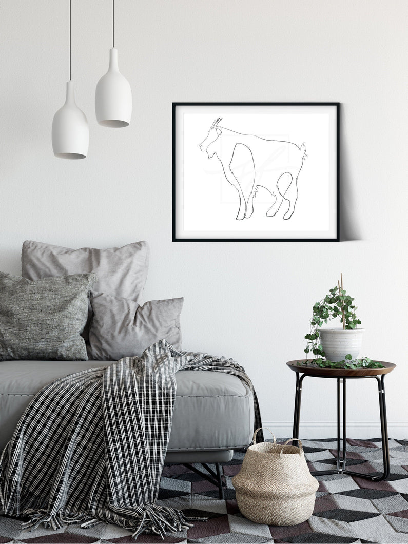 Minimalist Mountain Goat Single Line Drawing