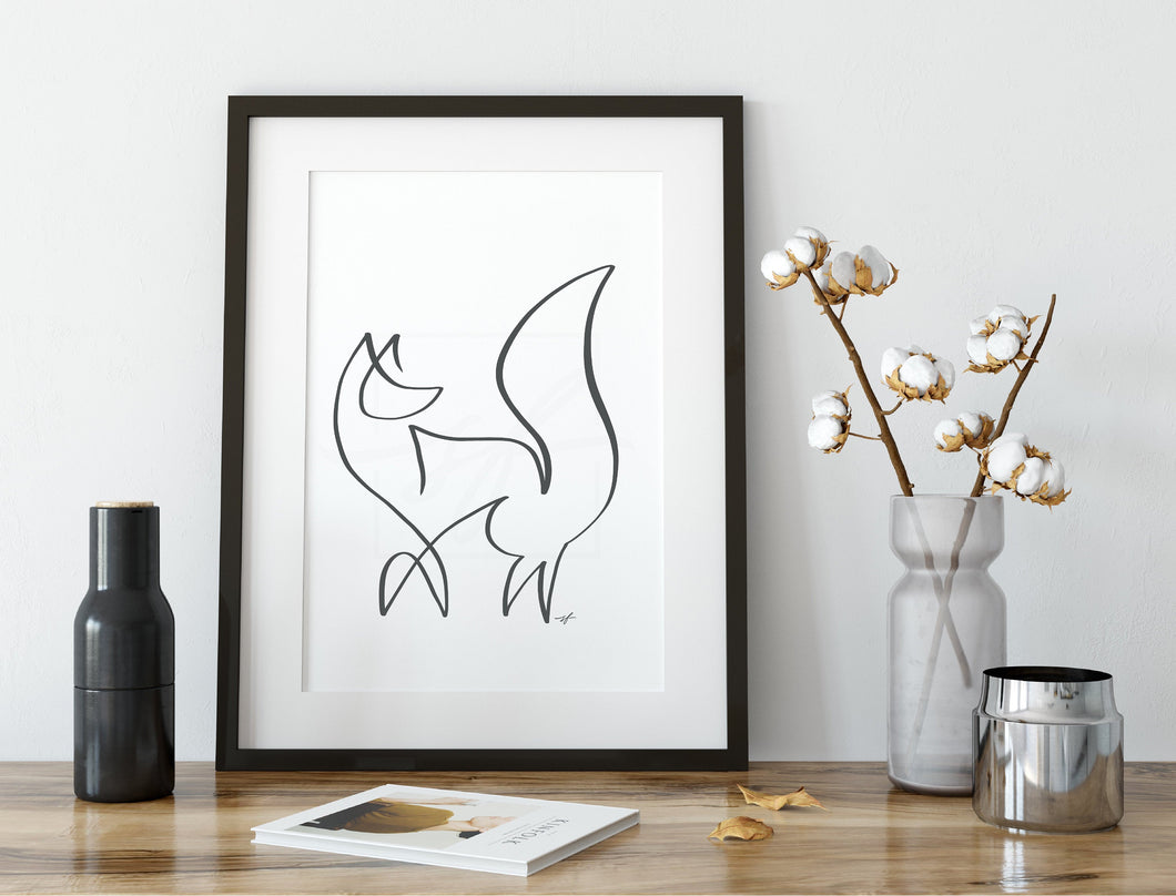 Minimalist Fox Line Drawing, digital download