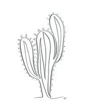 Load image into Gallery viewer, Cactus minimalist one line drawing
