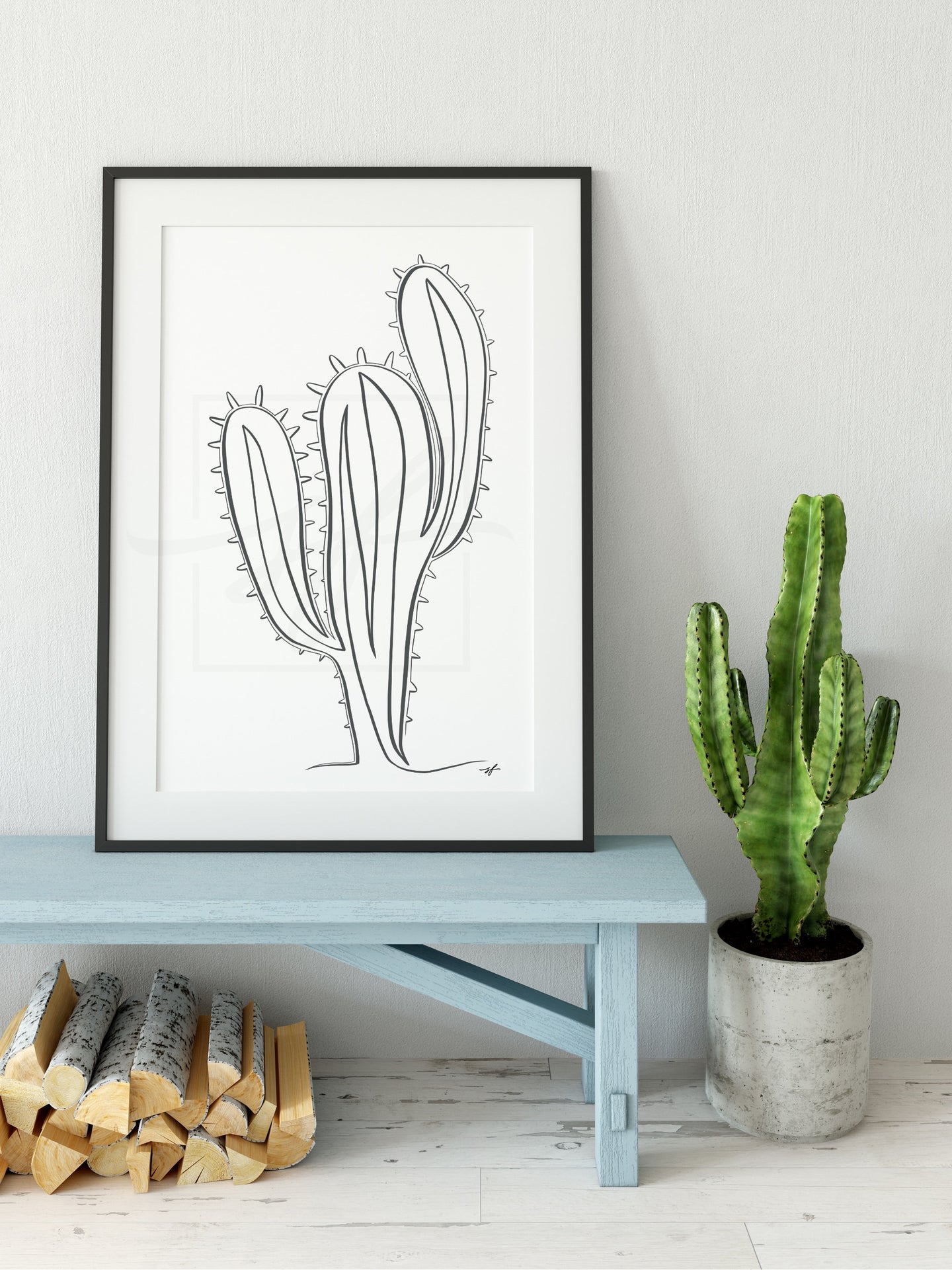 Cactus minimalist one line drawing