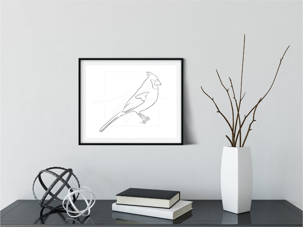 Cardinal Minimalist one line drawing, digital download