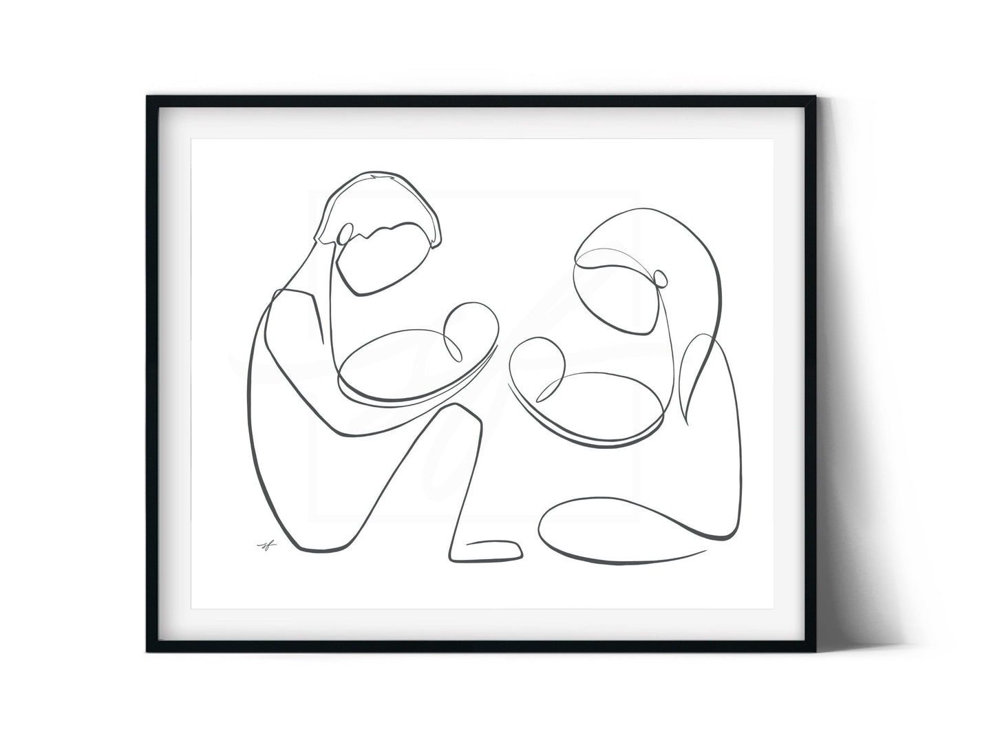 Twin Baby minimalist continuous line drawings, digital download