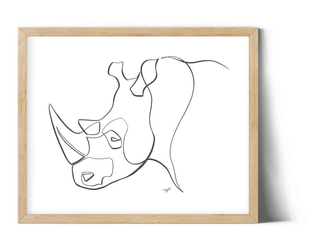 Rhino Minimalist One Line Drawing, Digital Download