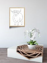 Load image into Gallery viewer, Highland Cow Minimalist One Line Drawing, Digital Download
